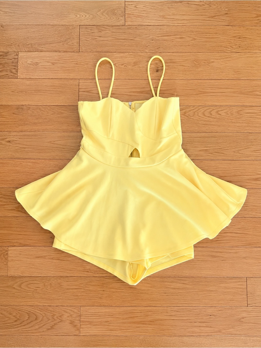 Fashion Nova Yellow Cutout Skater Romper
